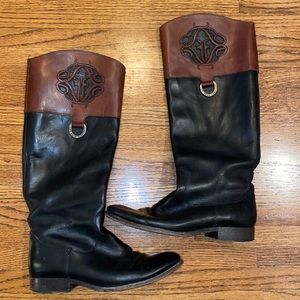 Frye Womens Black and Brown leather boots